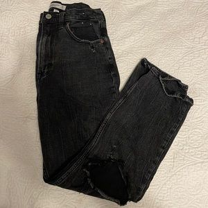 Abercrombie curve love black jeans with knee rips, size 27